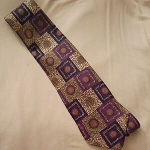 Geoffrey Beene Purple and Gold Patterned Tie